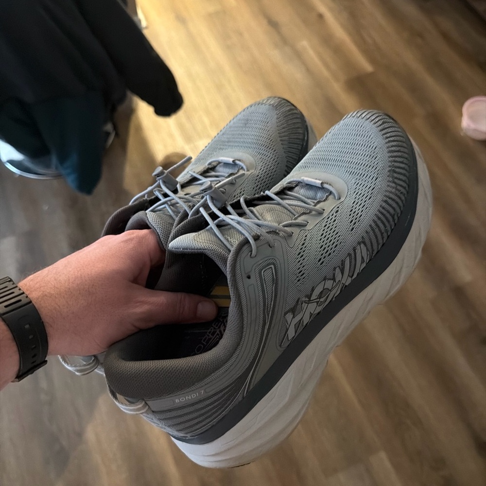 Gray Athletic Running Shoes hoka bondi 7